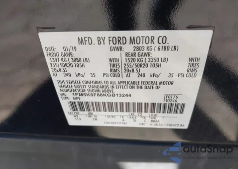 2019 Ford Explorer Limited from USA, damaged, VIN 1FM5K8F88KGB13244